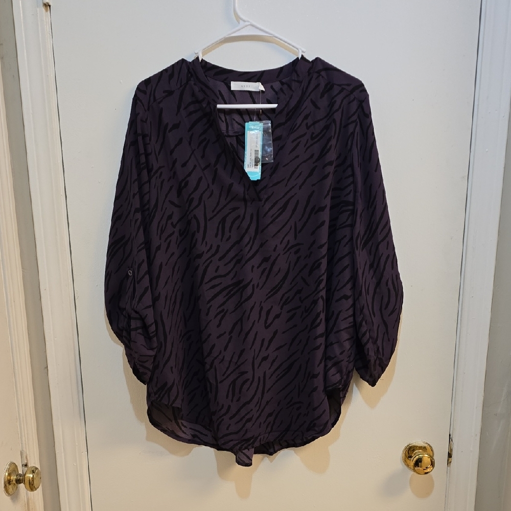 Lush XL Animal Print Purple Blouse